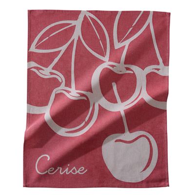 Torchons jacquard motif cerises - lot de 2 ou 4 - BECQUET CRÉATION