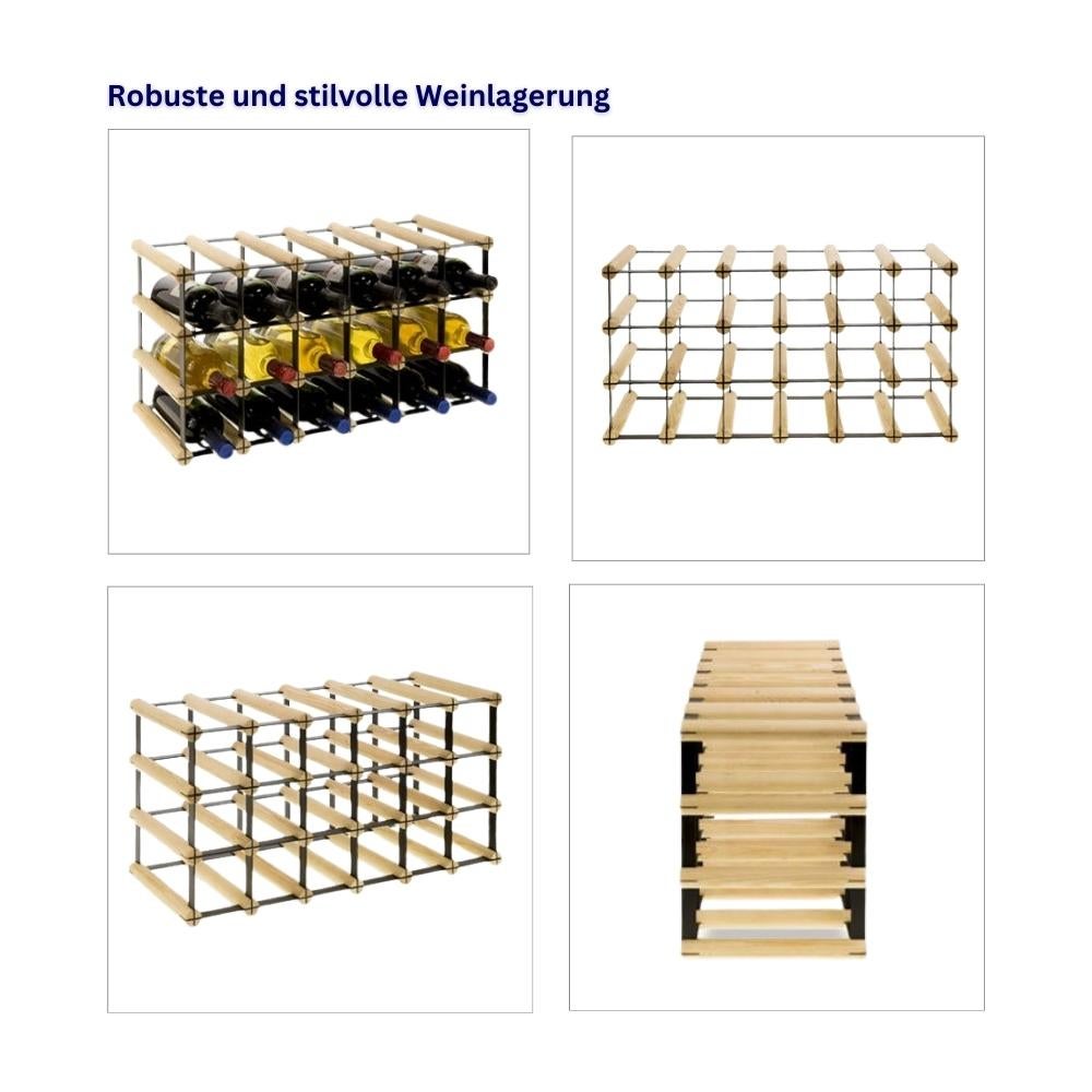 PROREGAL Modulair Wijnrek Vinotega Mod Metaal HxBxD 32,5 x 62,5 x 24,5 cm 6 x 3 Flessen Massief grenenhout Bruin Geolied