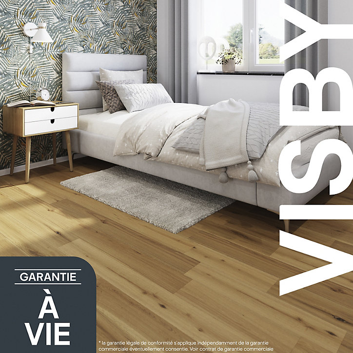 Parquet massif à coller Visby S en chêne huilé blond