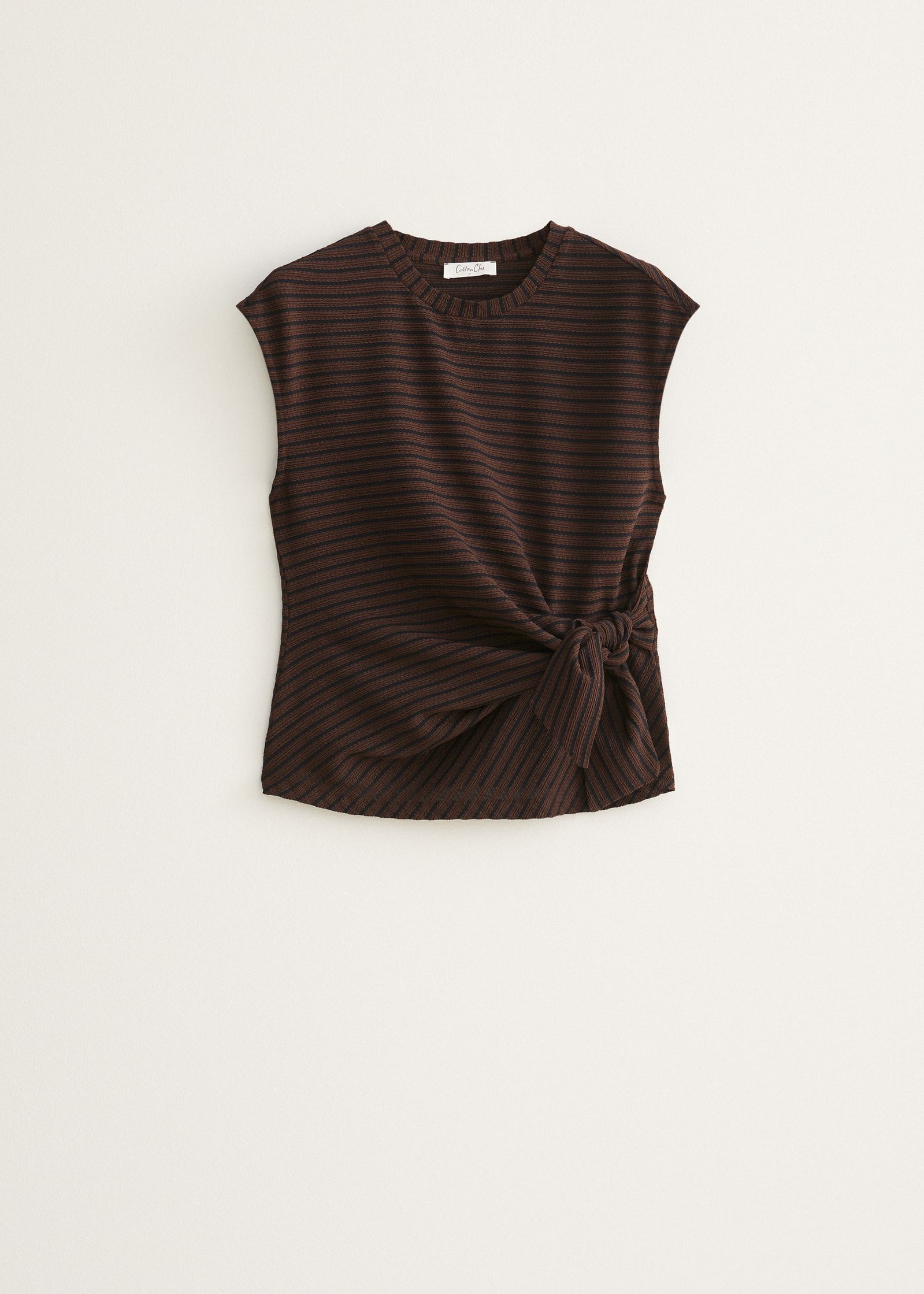 Gestreepte T-shirt met knoopdetail