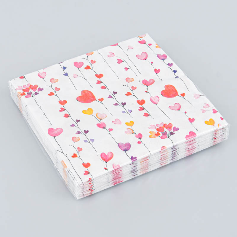 Lot de 20 serviettes 'Tiges de coeur'