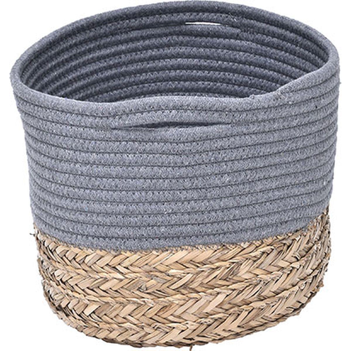 CORBEILLE OVALE GM COTON MATIERE VEGETALE GRIS NATUREL
