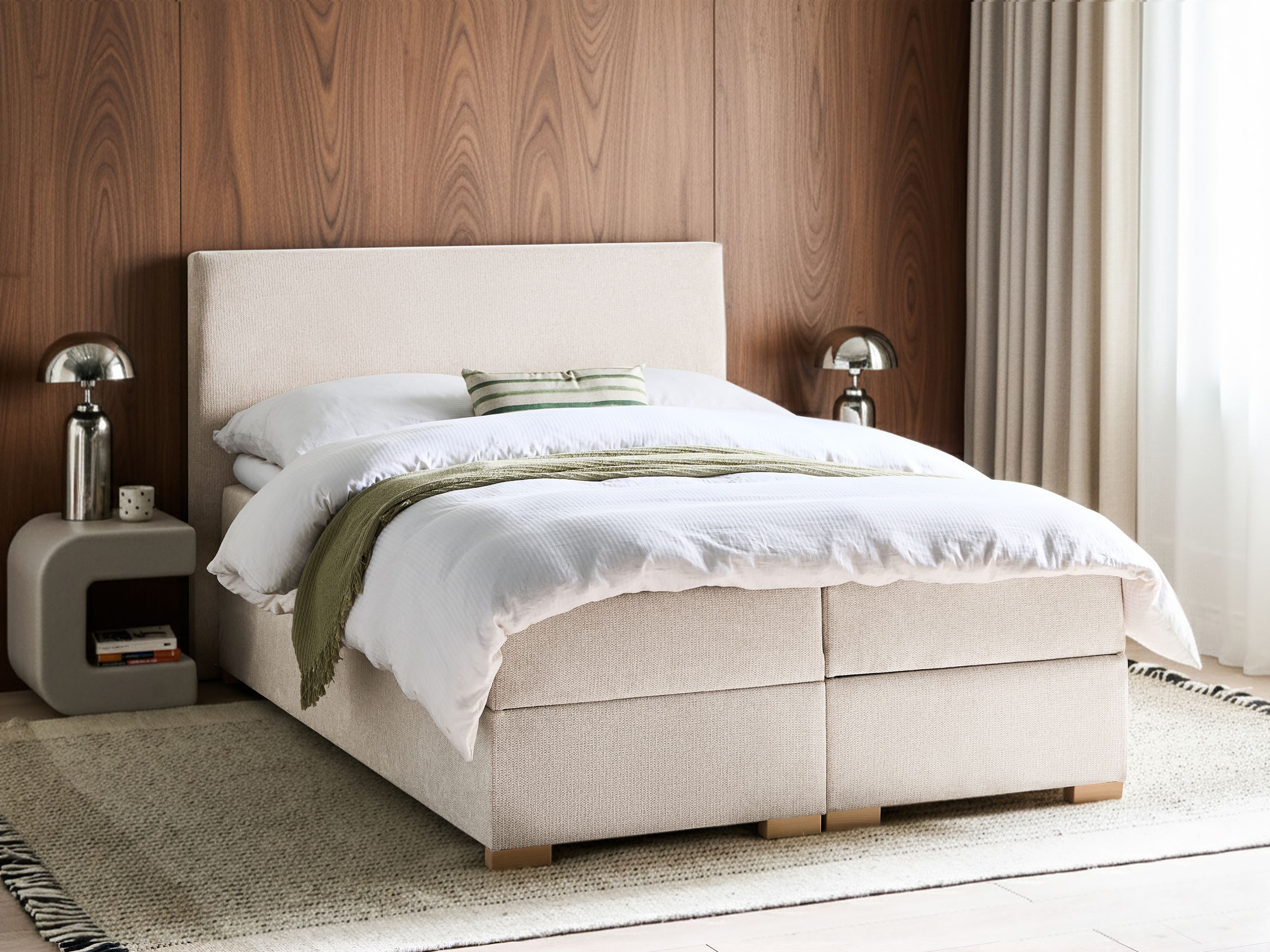 Beliani - MAJOR - Boxspring - Lichtbeige - 140 x 200 cm - Stof