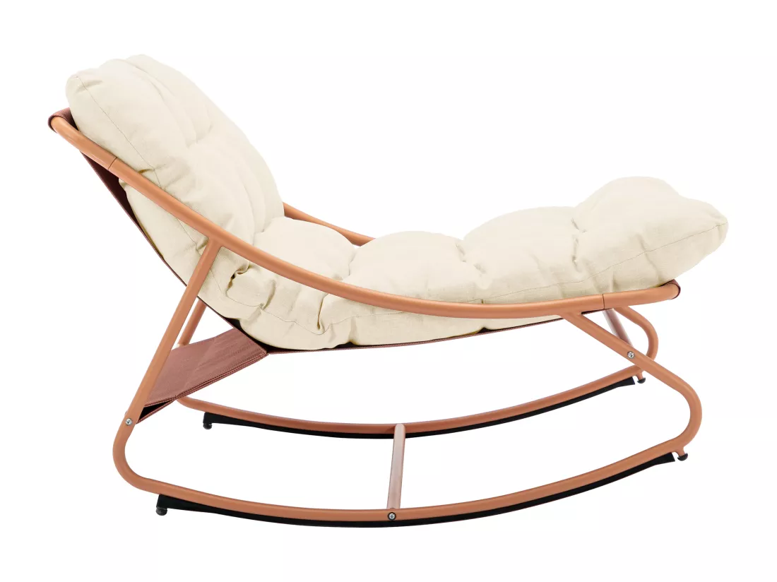 Fauteuil de jardin à bascule en acier - Orange et coussin beige - SARANI de MYLIA