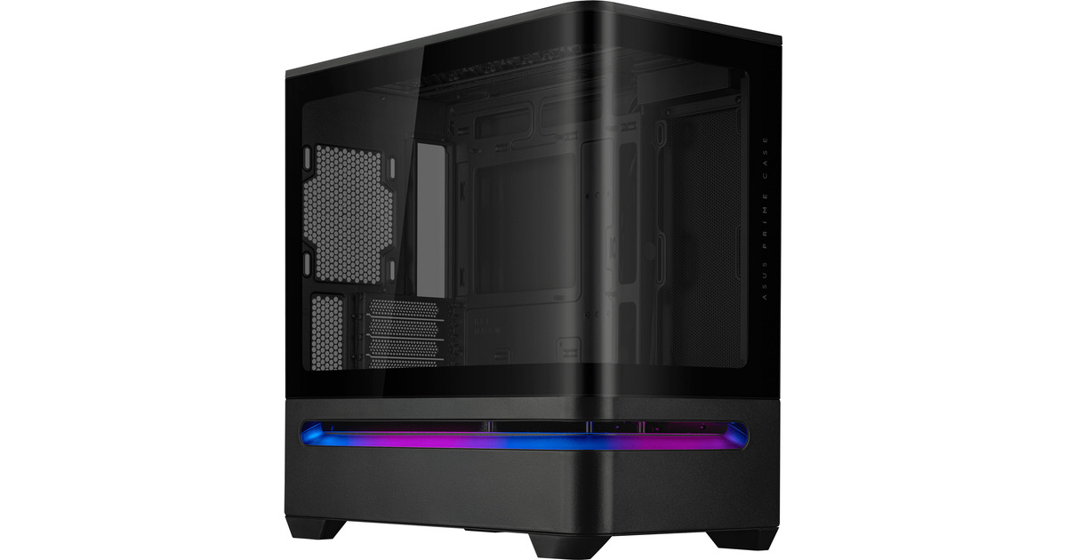 ASUSPrime AP202 midi tower behuizing  (Zwart | 2x USB-A | 1x USB-C | RGB | Tempered Glass)
