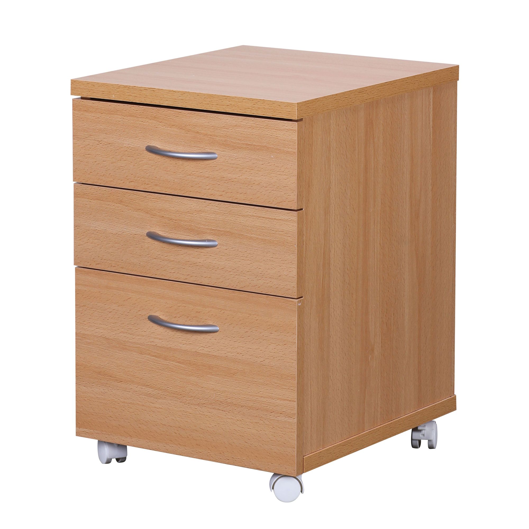 Rollcontainer Rollwagen Rollschrank Büro Container Schubladen Schrank Buche