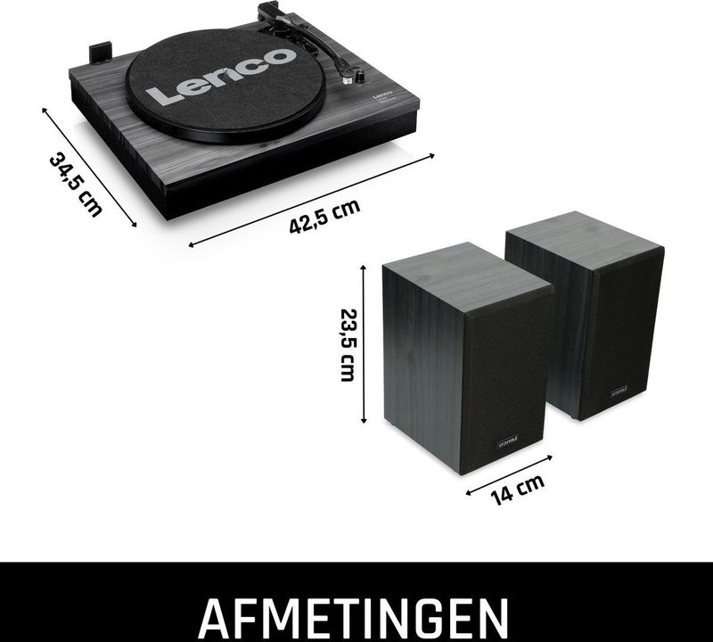 Lenco - LS-300BK - Platenspeler - Zwart - MDF - Inclusief twee externe luidsprekers