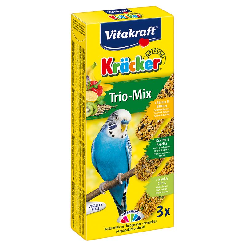 Vitakraft Trio-Mix Krackers, perruche, sésame, herbes & kiwi