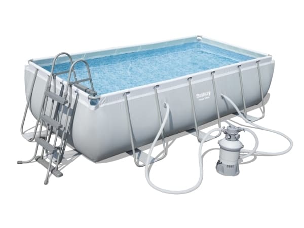 Bestway Power Steel 56442, 6478 l, Innrammet basseng, Stige, Blå, Grå, 66,9 kg