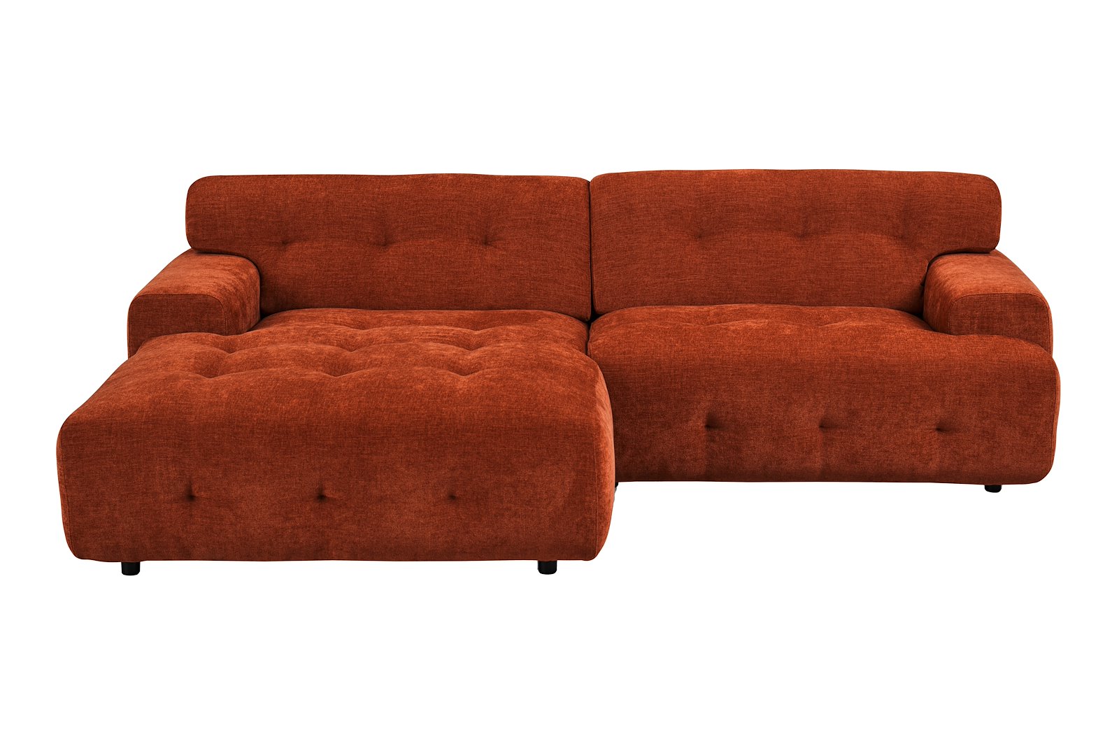Bob sofa 1,5-seter med sjeselong venstre. Tekstil City 54 Bronze med sorte ben