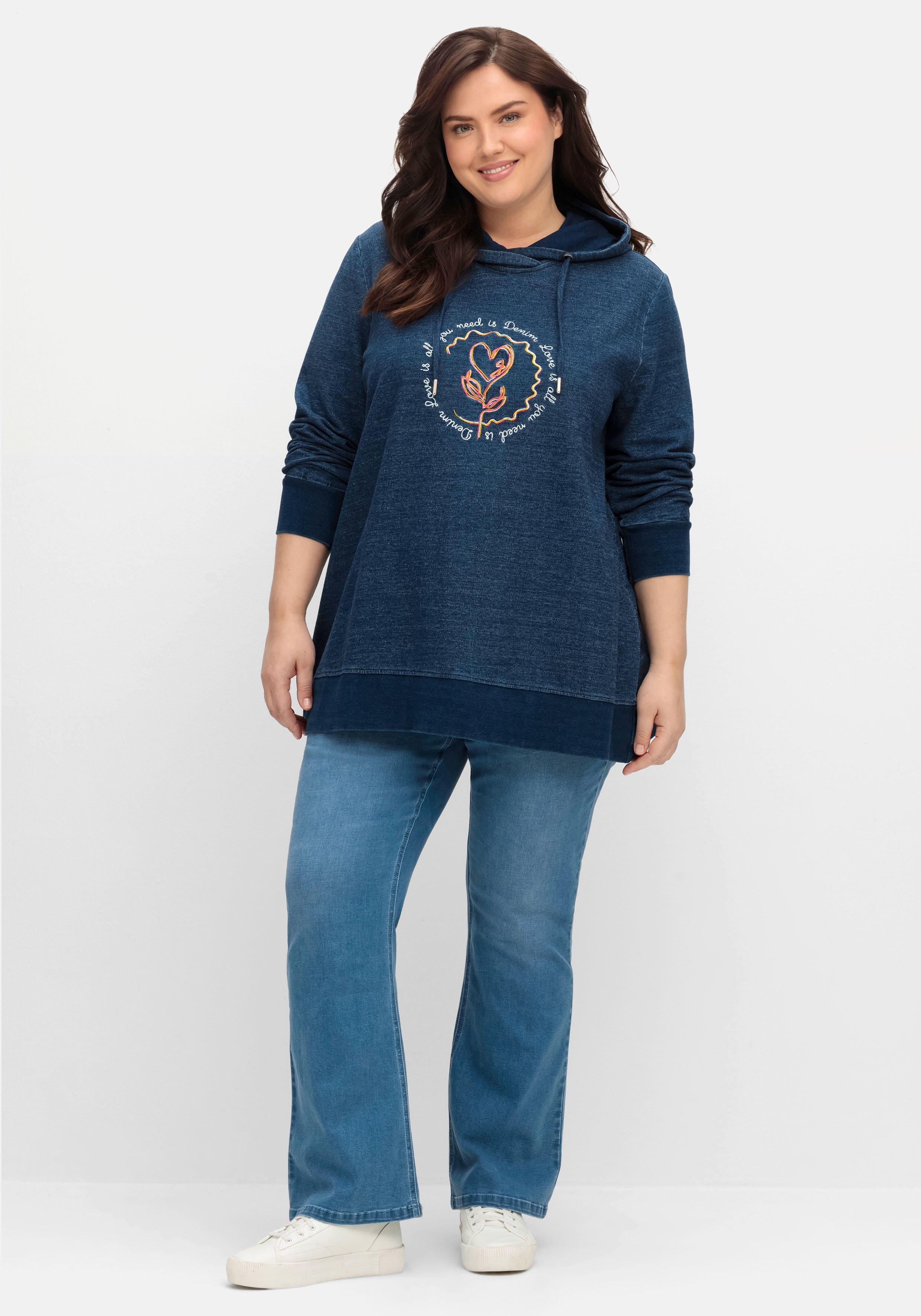 Sweatshirt in Denimoptik, mit Frontstickerei