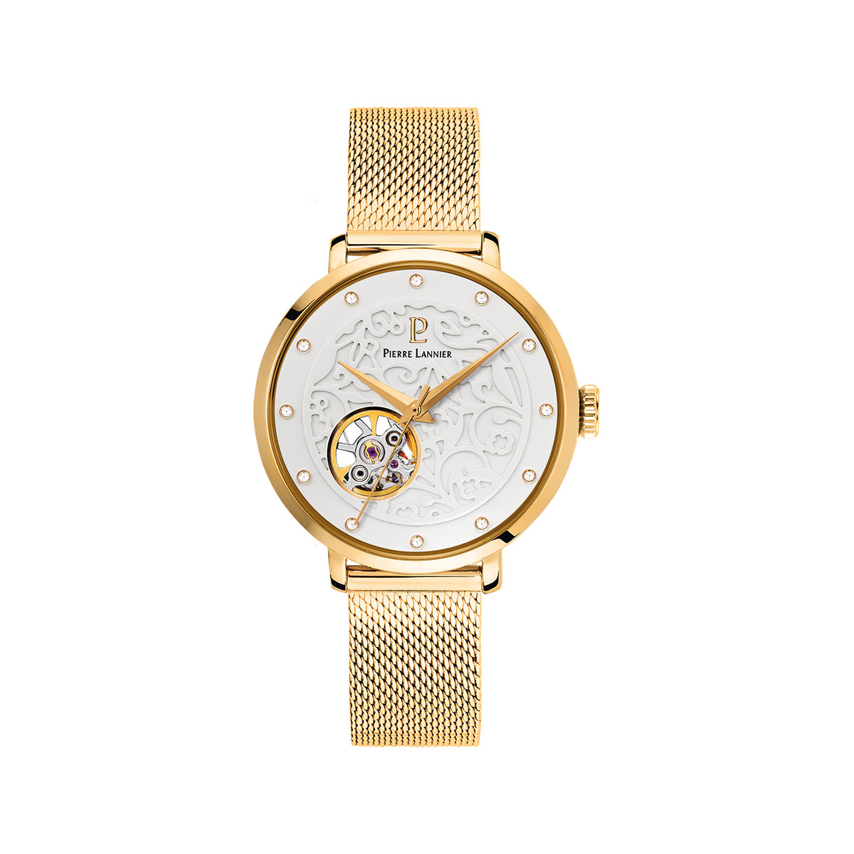 Montre PIERRE LANNIER eolia femme automatique, bracelet acier doré