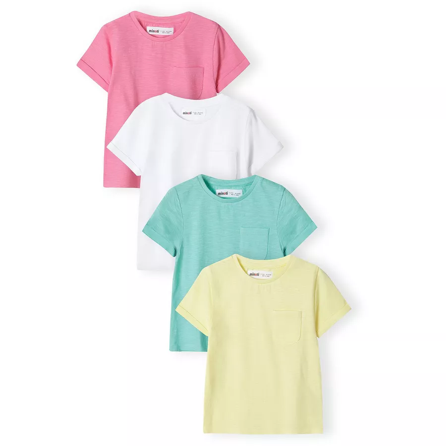 MINOTI 4er-Pack T-Shirts RosaWeißGrünGelb