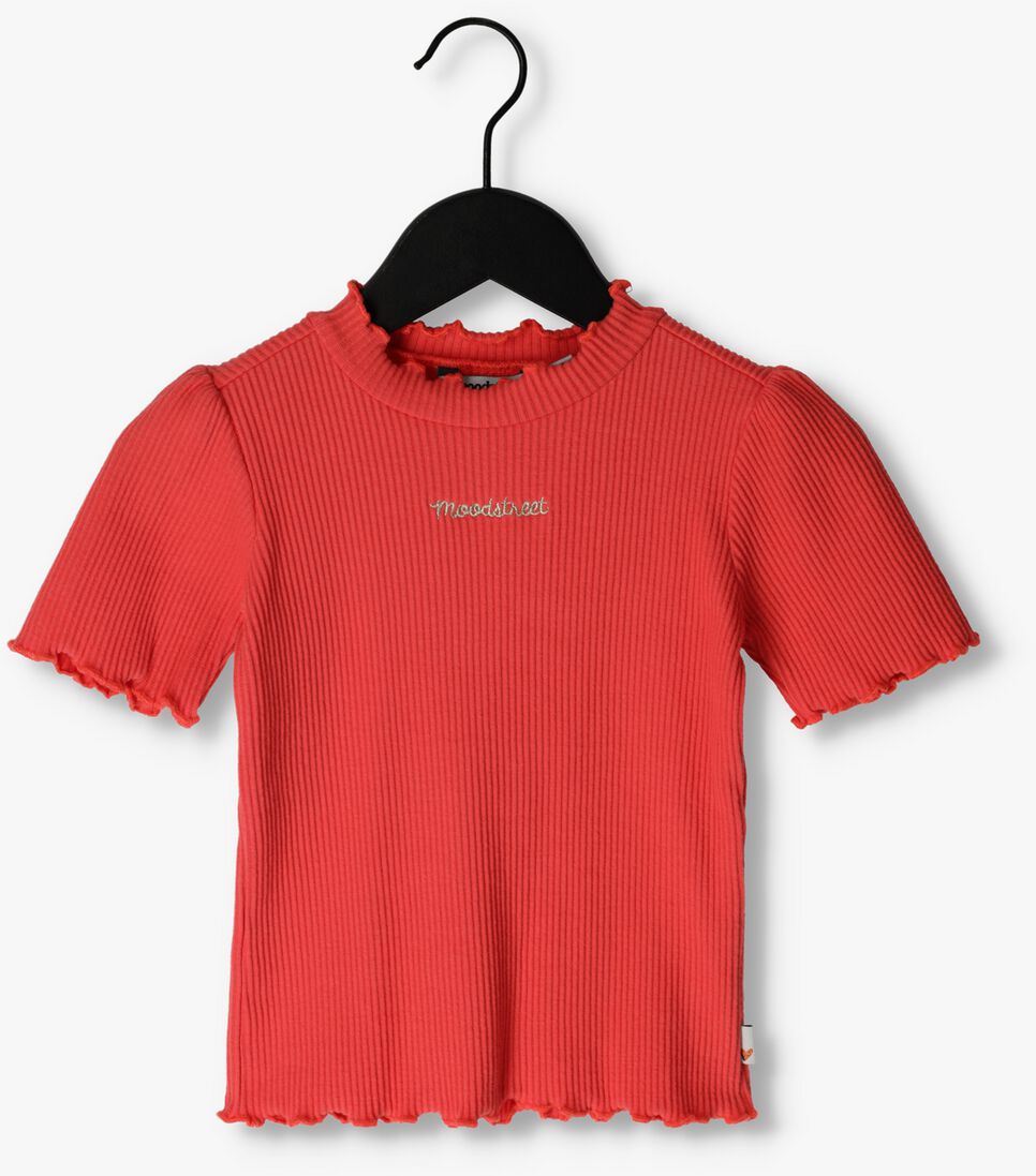 MOODSTREET roze moodstreet top ribknit top with embroidery