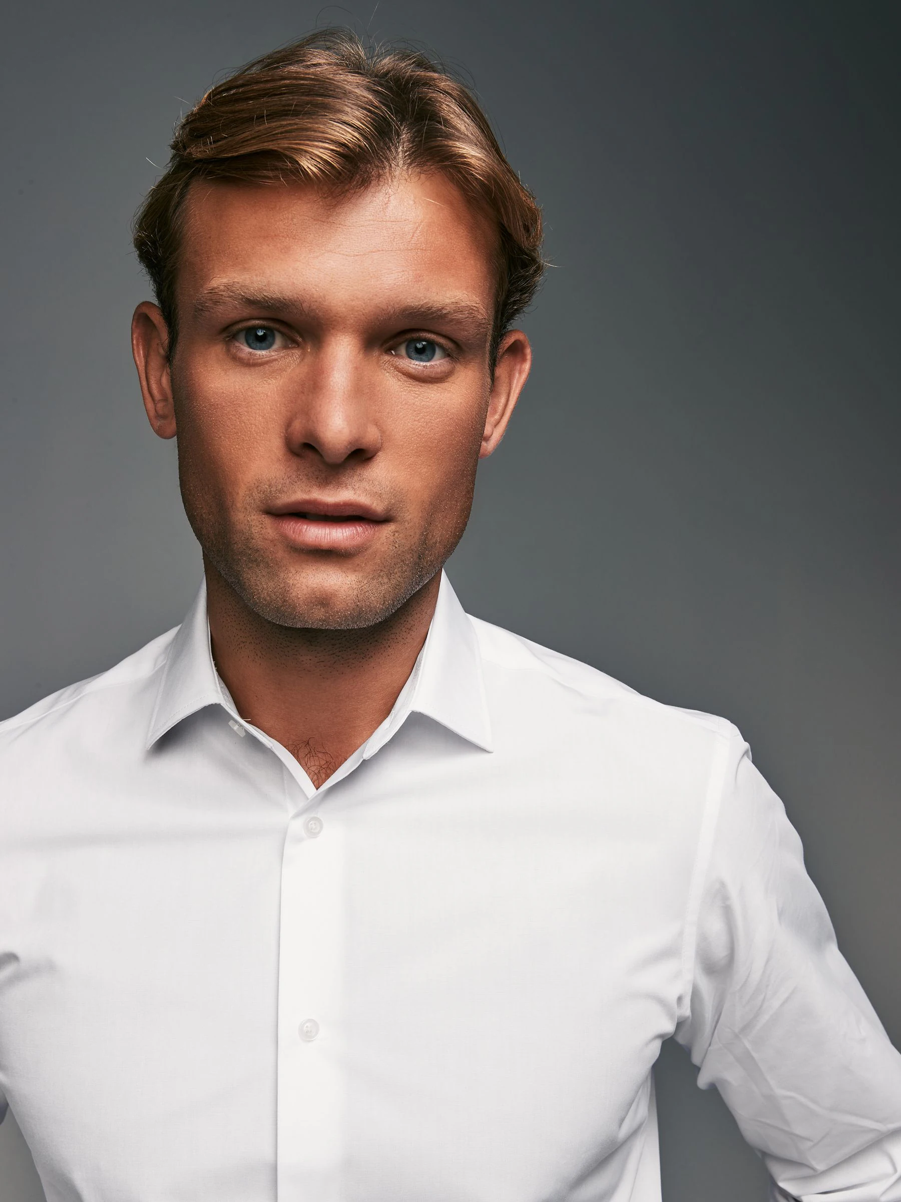 Wit - Slim Fit - Strijkvrije slimme overhemden met enkele manchet 3 pak