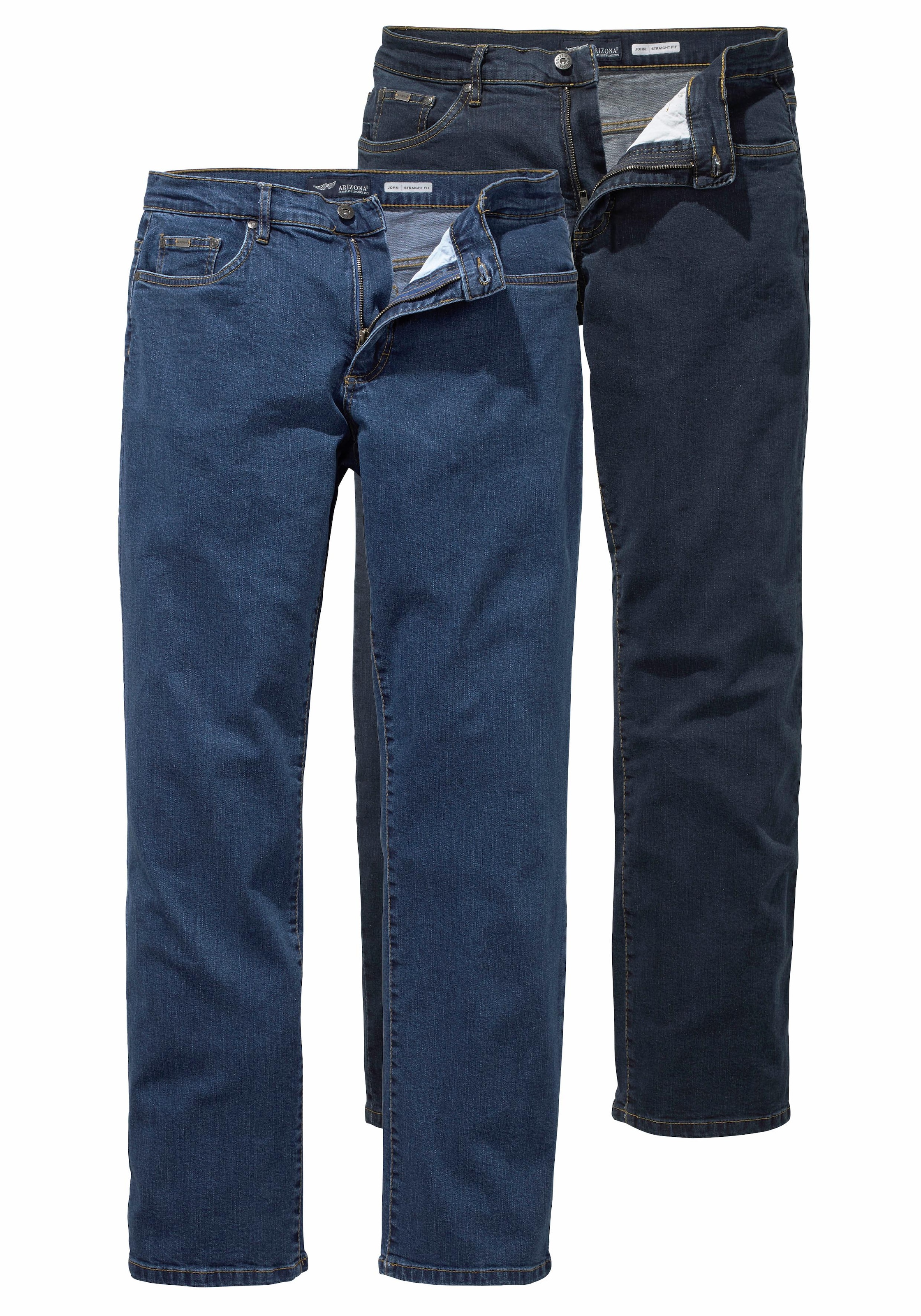Arizona Stretch-Jeans »John« Packung, 2 Stk. tlg. gerade Beinform,  niedrige Leibhöhe,  mit Five-Pocket-Konfiguration