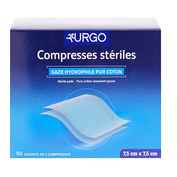 50x2 compresses de gaze stériles 7,5cmx7,5cm