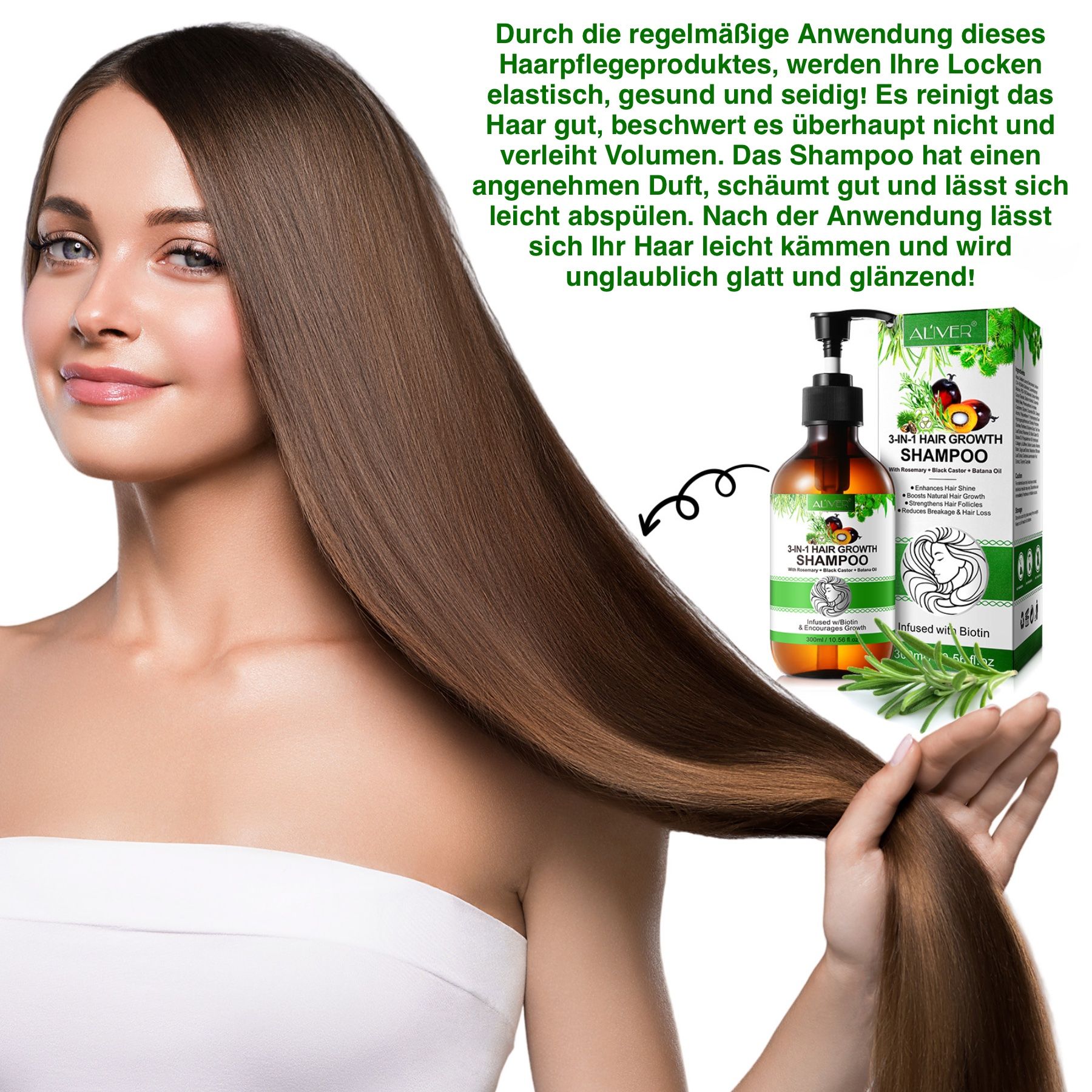 ALIVER 3-in-1 Rosmarinöl Rizinus Batana  Haarshampoo für Haarpflege
