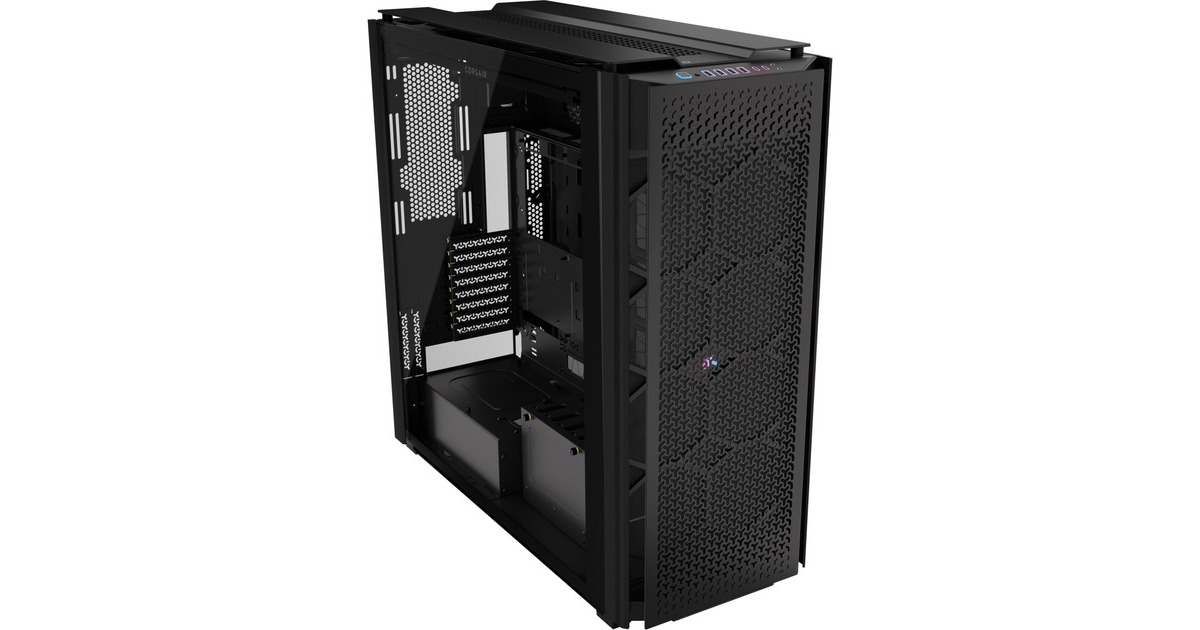 CorsairiCUE LINK 9000D RGB AIRFLOW big tower behuizing  (Zwart | 4x USB-A | 2x USB-C | Tempered Glass)