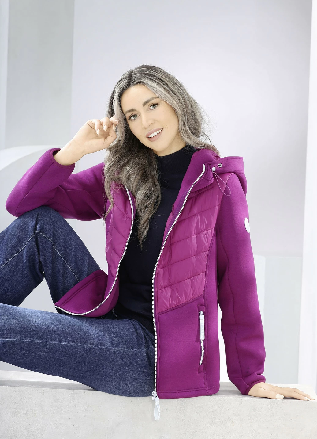 Jacke im Materialmix