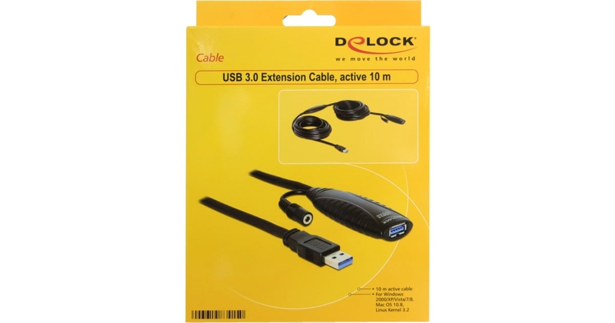DeLOCKUSB 3.0 actieve verlengkabel  (Zwart, 10 meter)