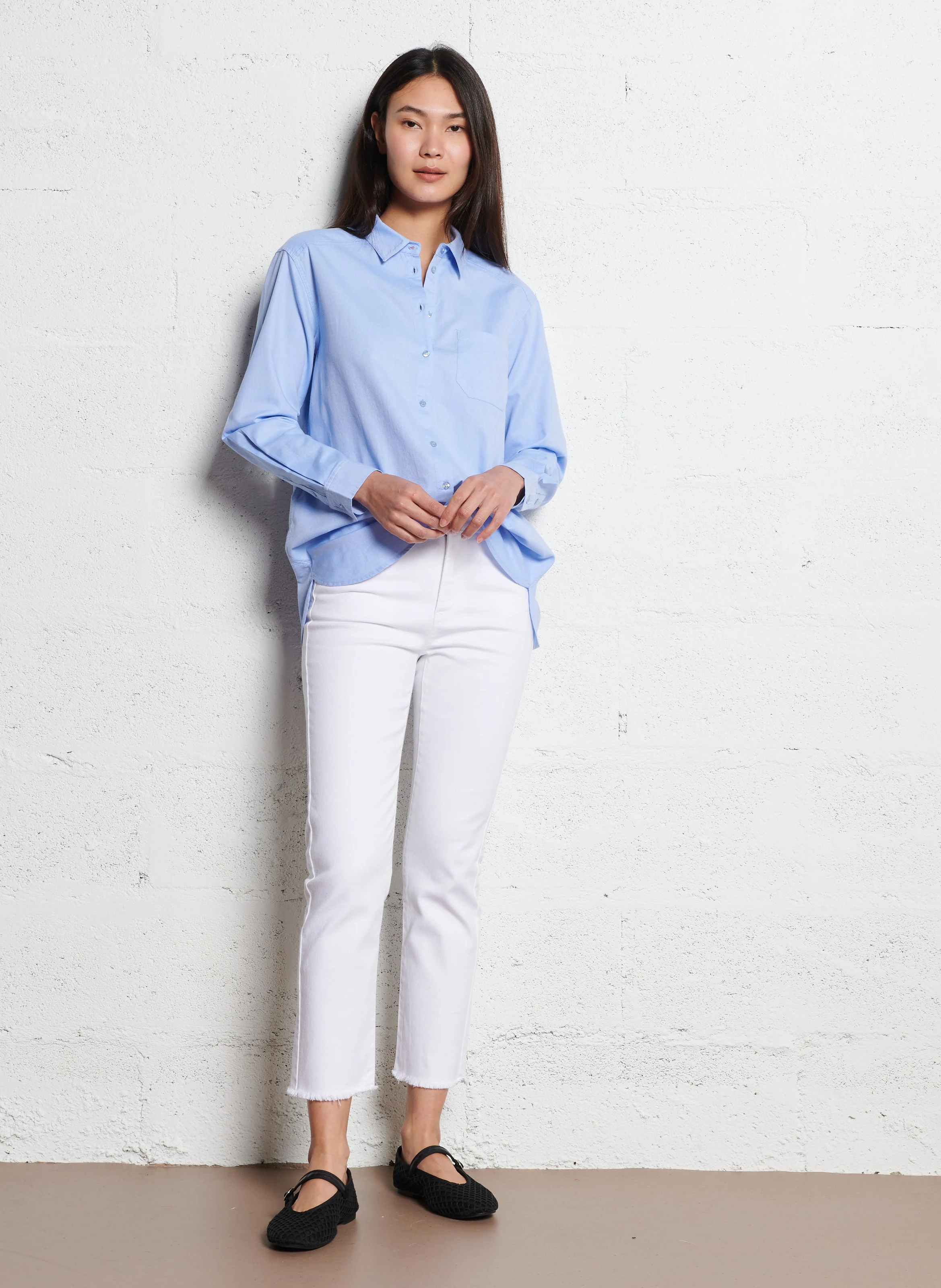 THOMAS - Chemise col classique en coton| Bleu
