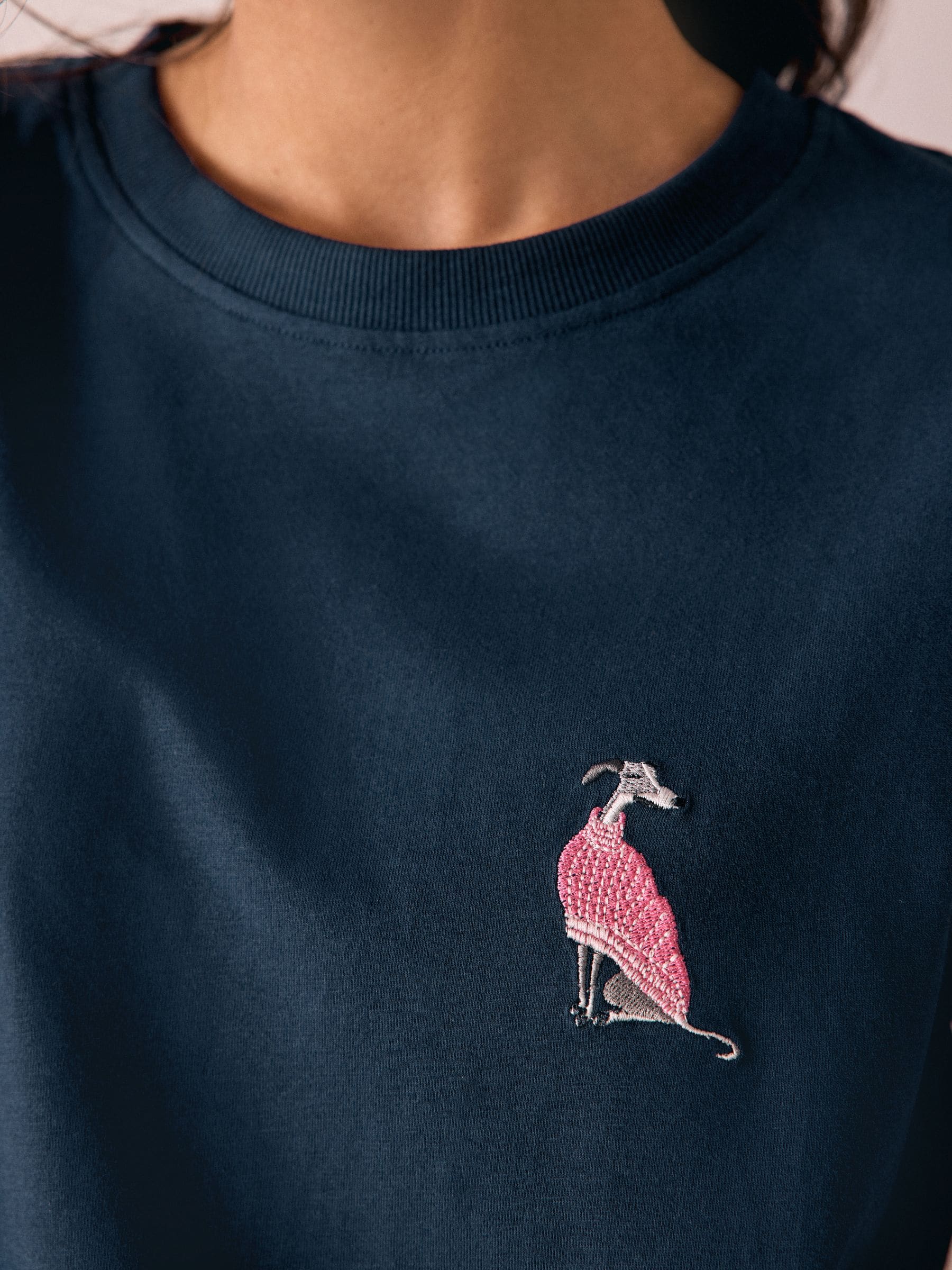 Navy Whippet - Tricot pyjama met korte mouwen