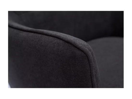 Fauteuil design en tissu effet velours gris foncé et métal noir LAURENS