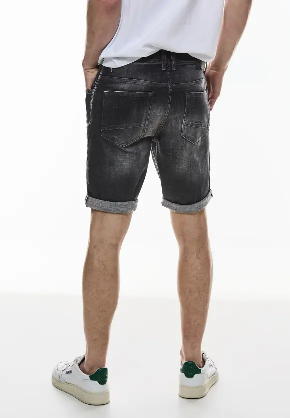 Regular Fit Jeans Shorts - black random wash