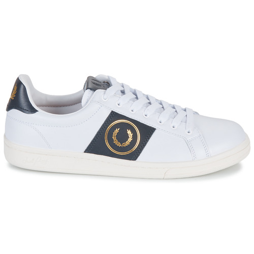 Fred Perry - B721 LEATHER BRANDED - Blanc / Marine