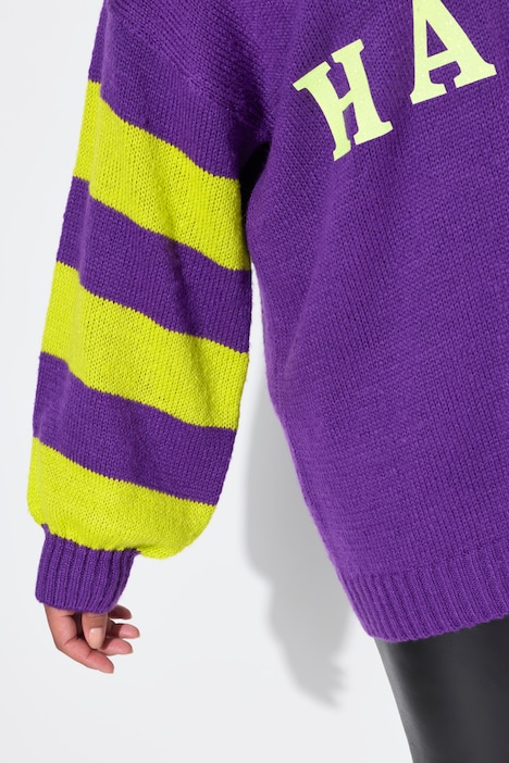 Pullover, oversized, HAPPY, Ringel-Ärmel