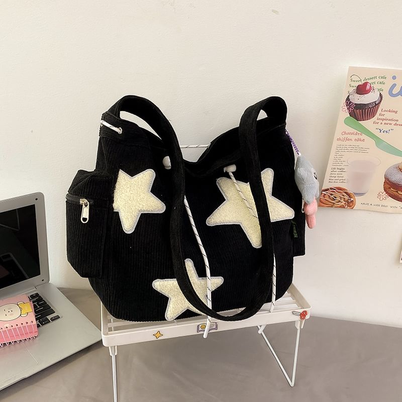 Skyglow - Corduroy Star Applique Trekkoord Crossbody Schoudertas
