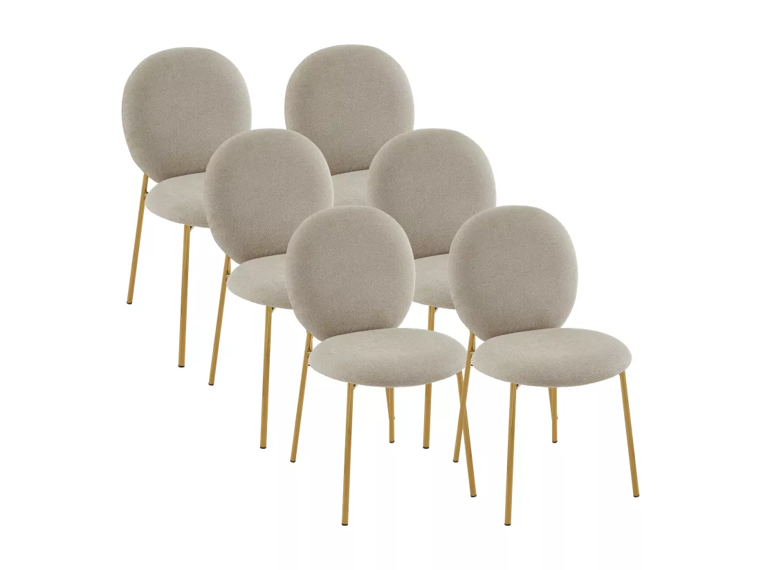 Lot de 6 chaises en tissu et métal doré - Beige - ASTRENA de Pascal Morabito