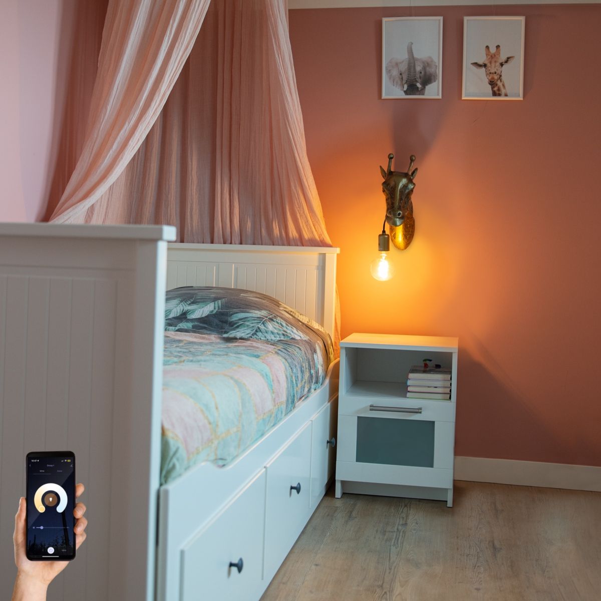 Smart wandlamp messing incl. Wifi G95 - Animal Giraf