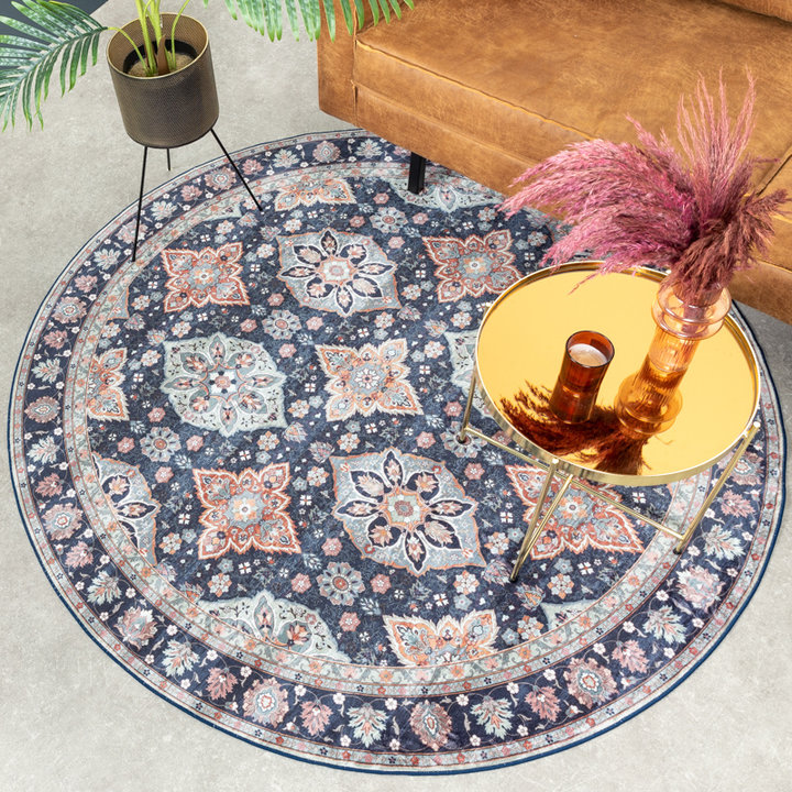 Rond vintage vloerkleed - Imagine Oriental Blauw | Rijk