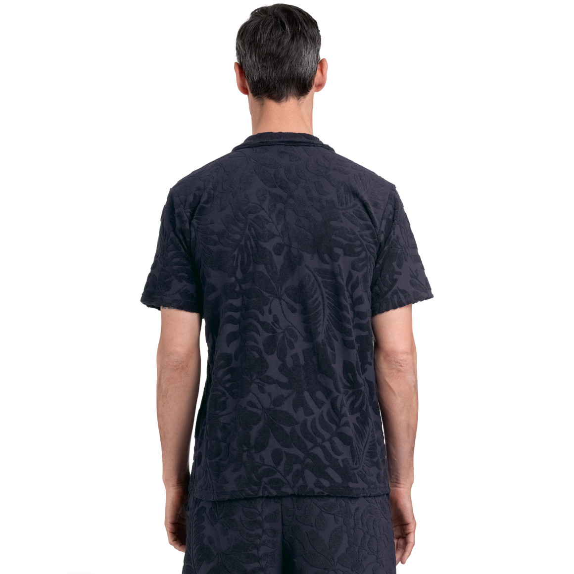 Herren Hemd mit Frottee-Muster dunkelblau