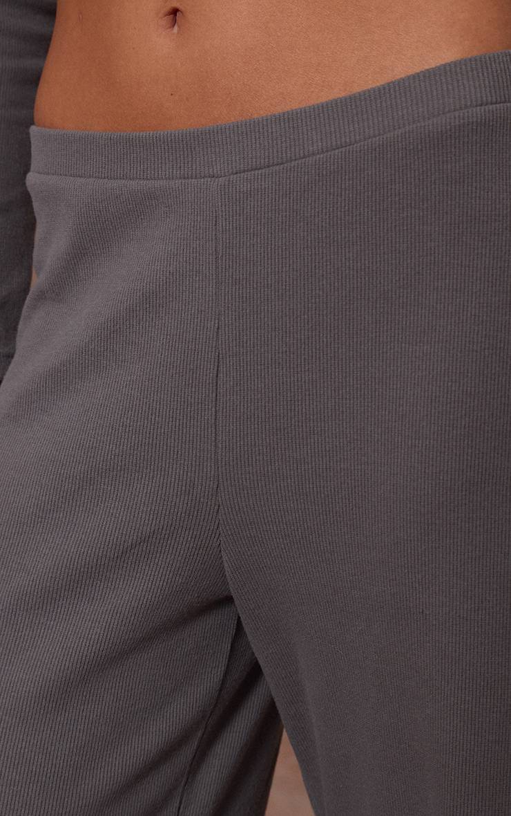 Charcoal Grey Pantalon Large Côtelé Brossé