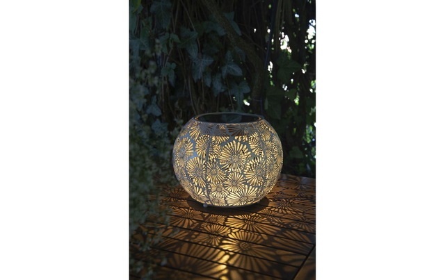 STT Laterne »Antic Globe Blossom 22 cm« Dekorative Solar-Aussenleuchte mit Blüten-Design