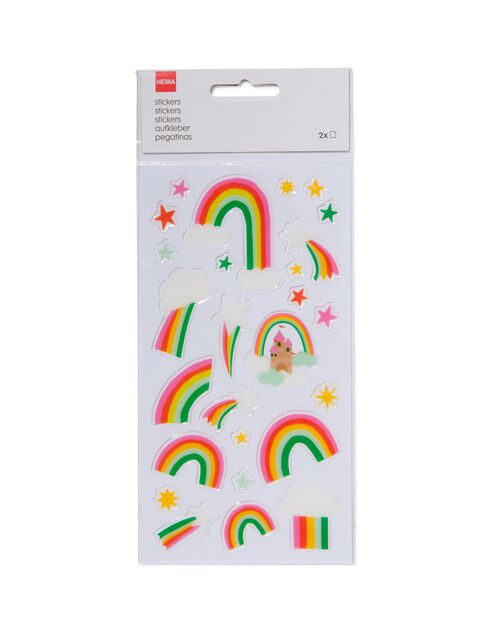 2 feuilles d’autocollants 3D 19x10 arc-en-ciel