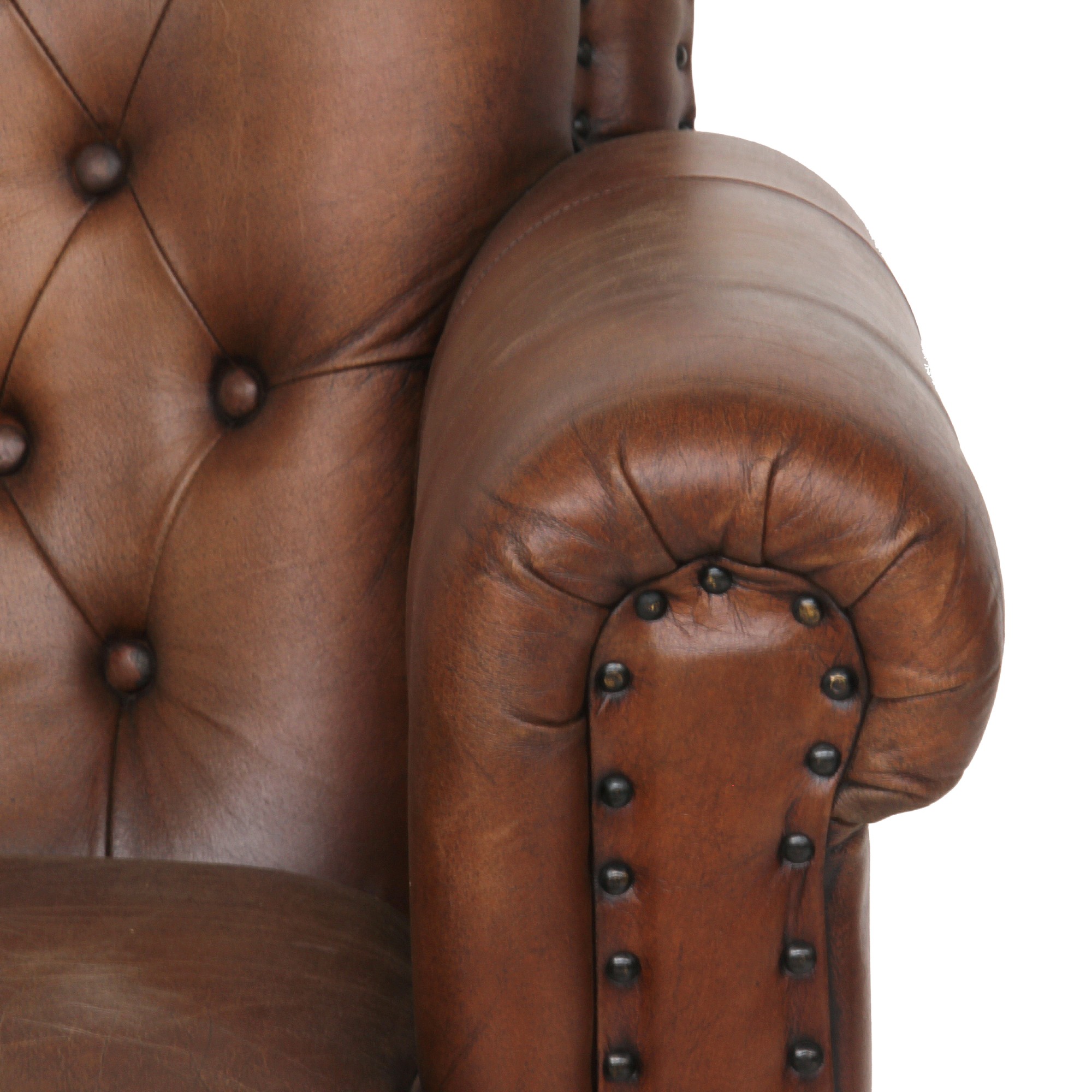 Ledersessel 'Chest' mit Armlehnen, braun, T 86 cm, B 88 cm, H 94 cm von fischer's lagerhaus