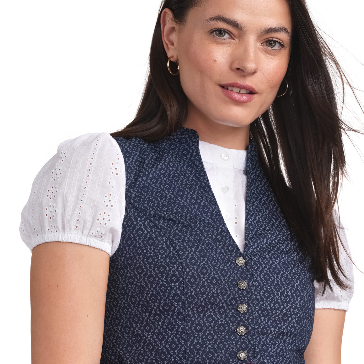 Gina Benotti Damen Dirndl mit Allover-Muster navy / bordeauxrot