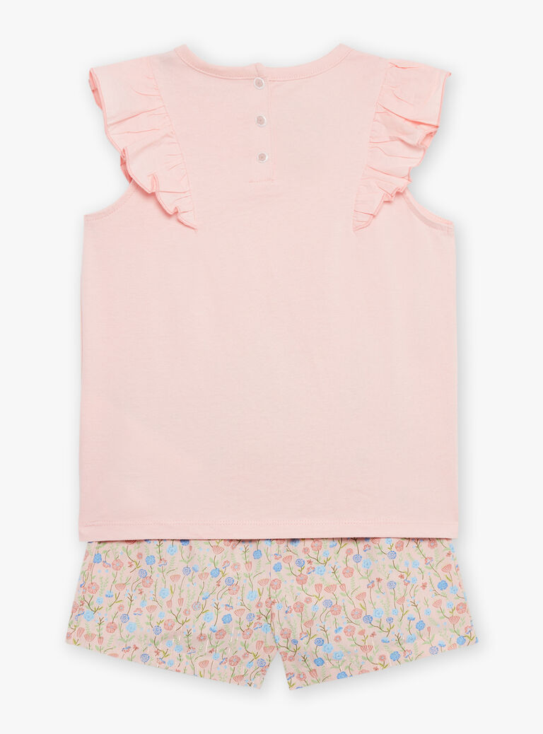Pyjama rose à motif et imprimé fleurs