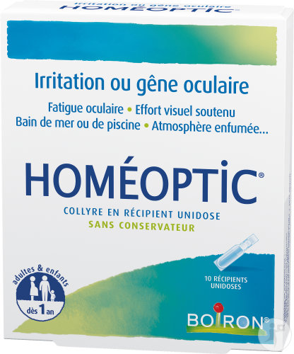Boiron Homéoptic Gouttes Oculaires Irritation/Gêne Oculaire 10 Unidoses