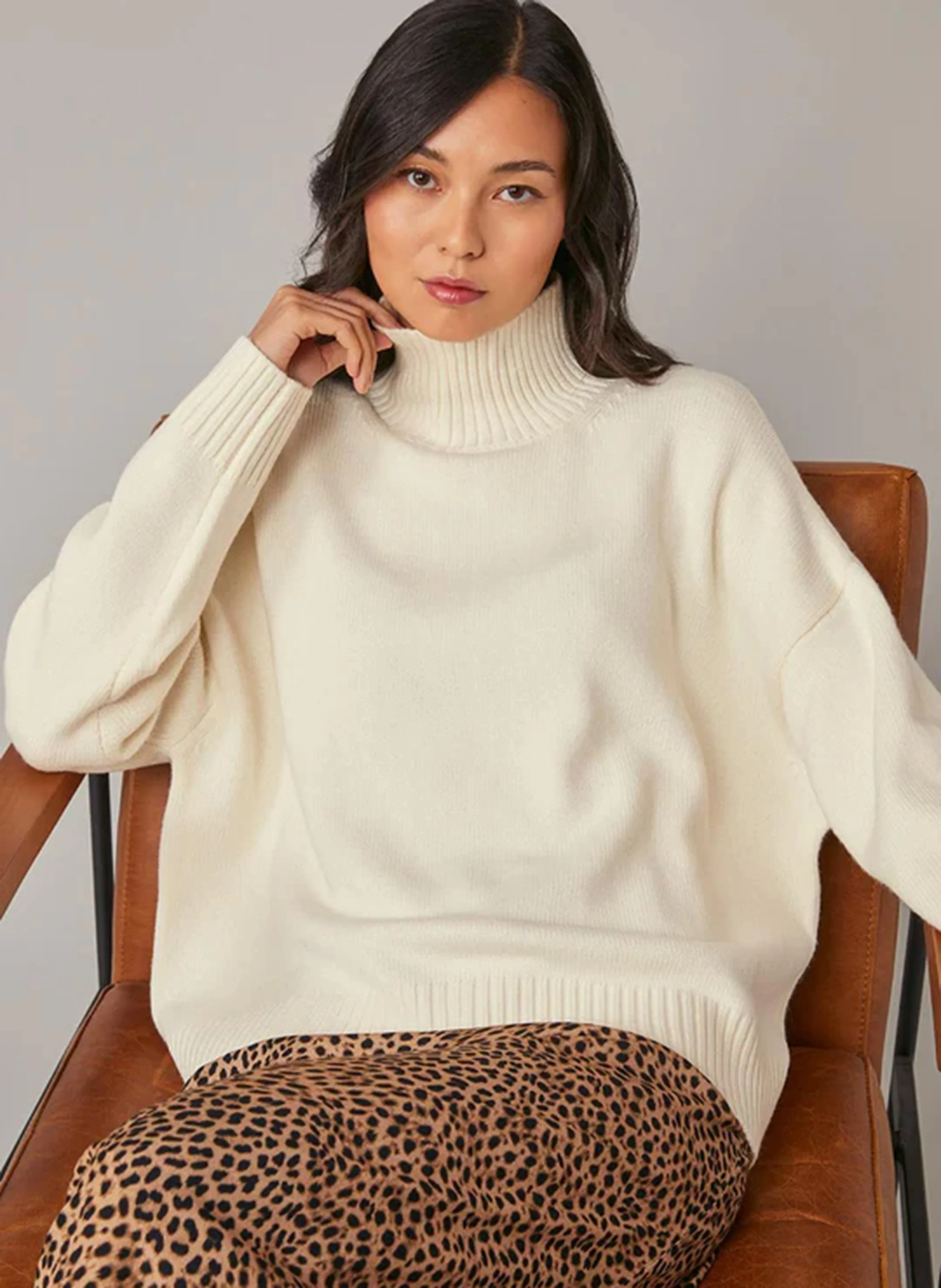ENOCE - Pull oversize à col montant | Blanc
