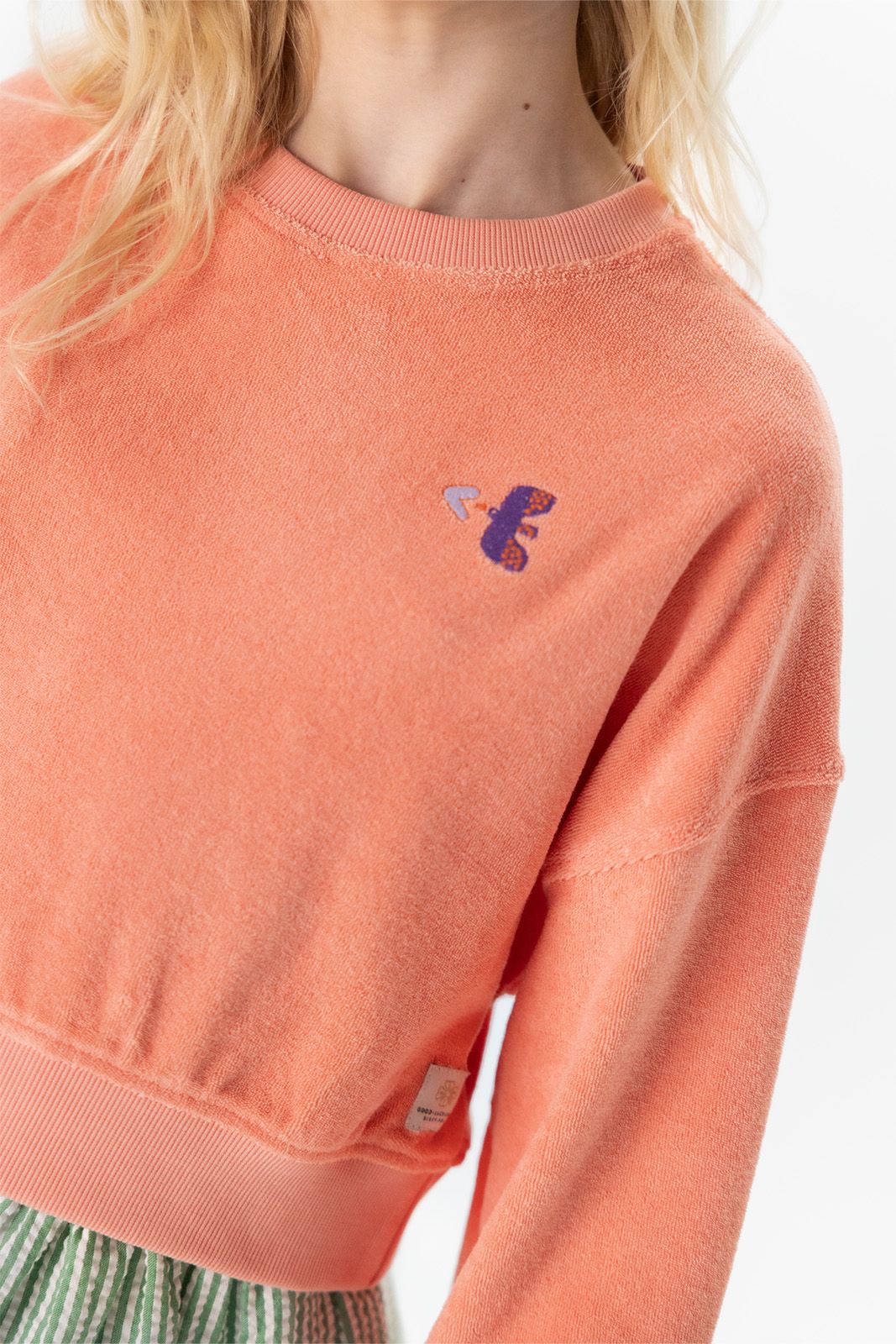 Koraal roze badstof sweater