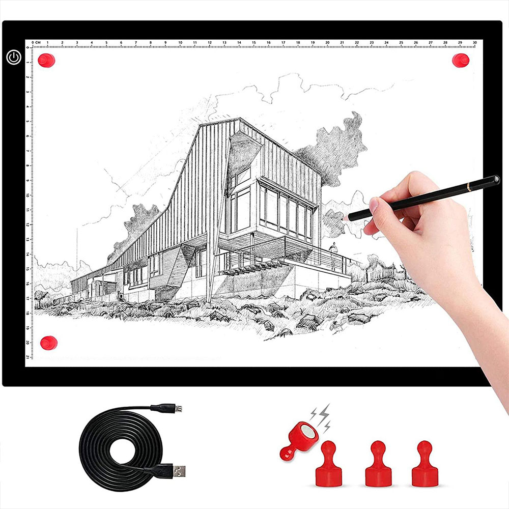 Dimmbares LED Zeichenbrett A4 Hochformat Grafiktablet Lichttisch Kopiertisch   Magnete