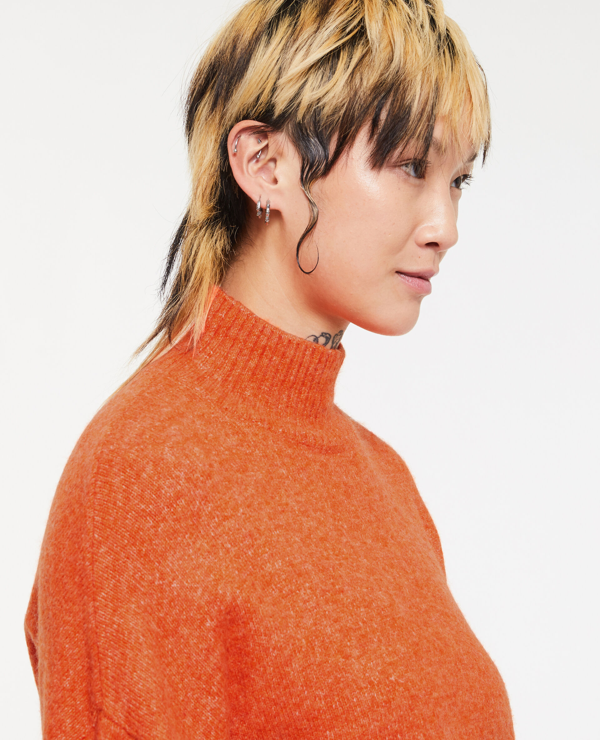 Pull oversize col montant - Orange
