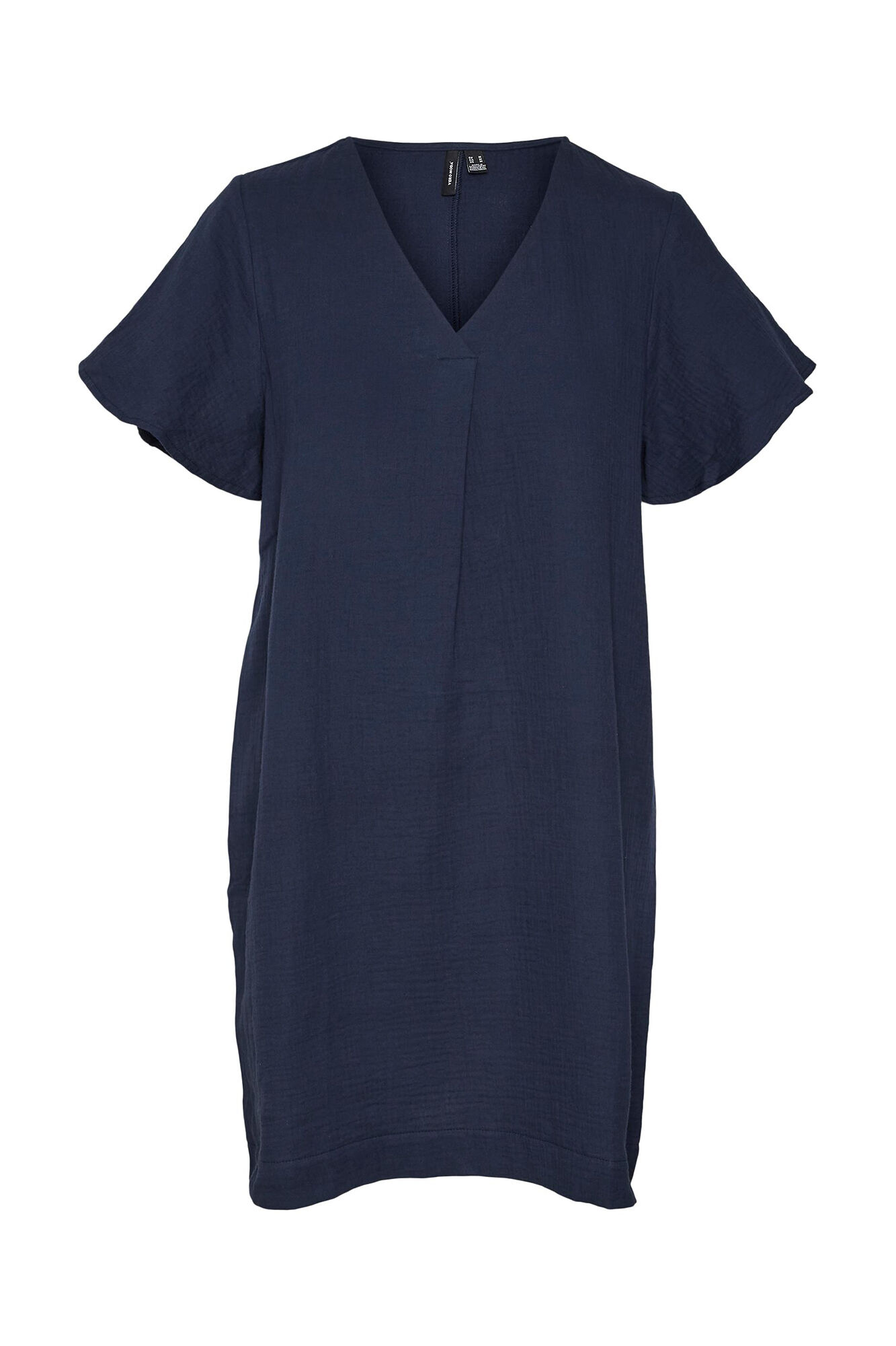 Vestido curto de algodão - Azul marinho