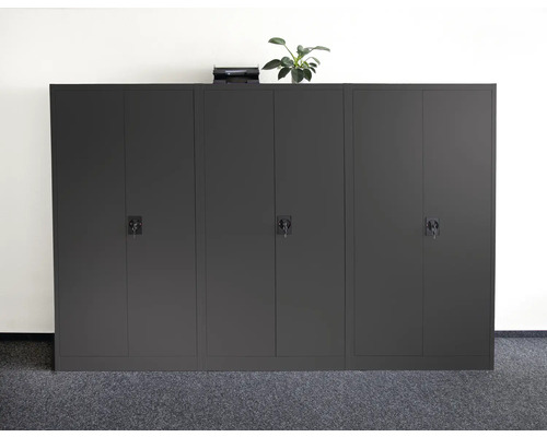 Metalen kast, multifunctionele kast, universele kast, archiefkast, 80 x 168 x 40 cm, 2 deuren, 4 legplanken, antraciet