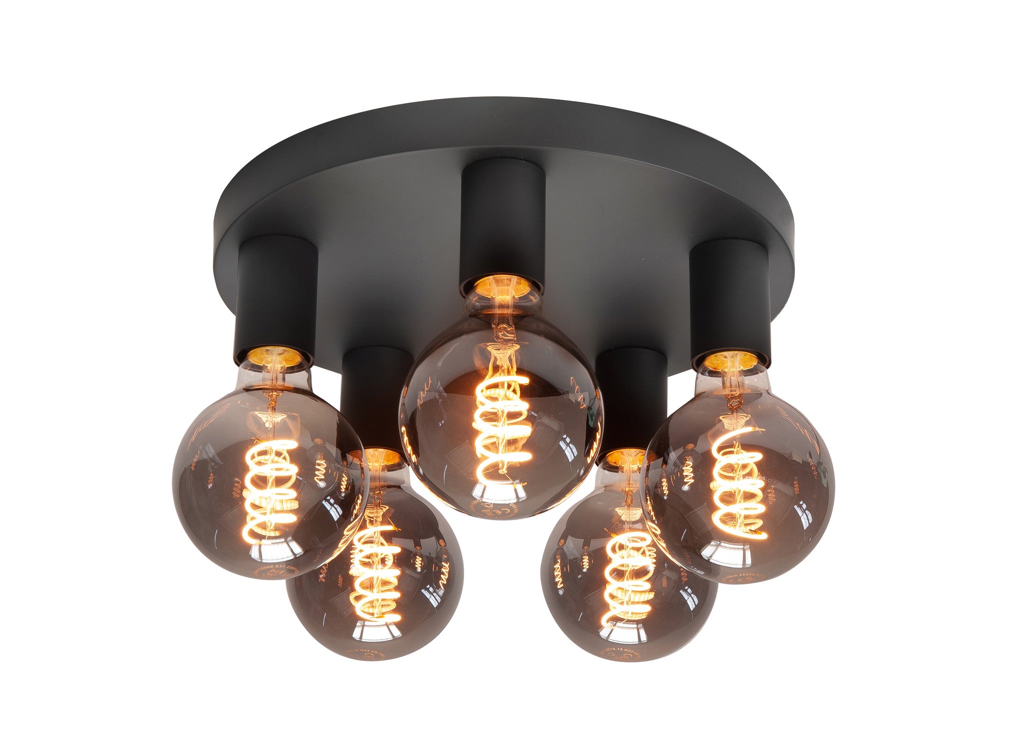 Highlight Plafondlamp Basic Zwart 5 lichts Ã 30cm E27